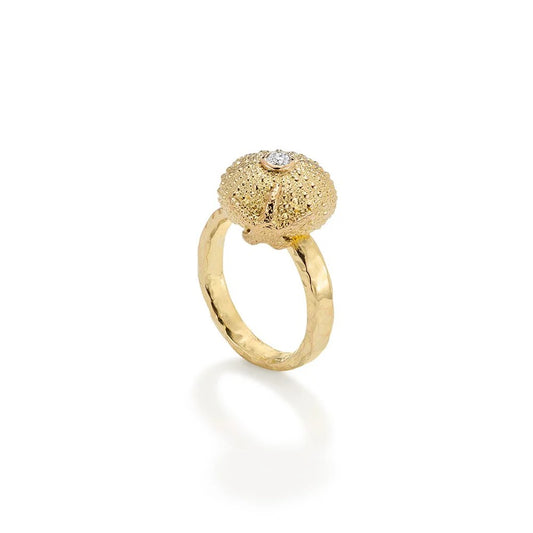Sea Urchin Starfish Ring in Gold Diamond