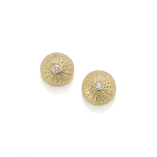 Sea Urchin Stud Earrings in Gold Diamond